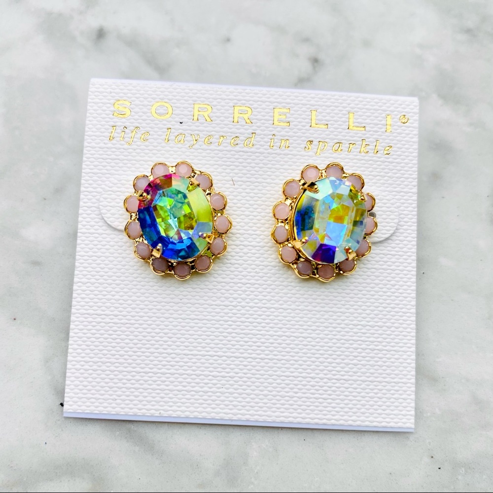 Sorrelli Halo Oval Crystal Stud Earrings NWT - Picture 4 of 13